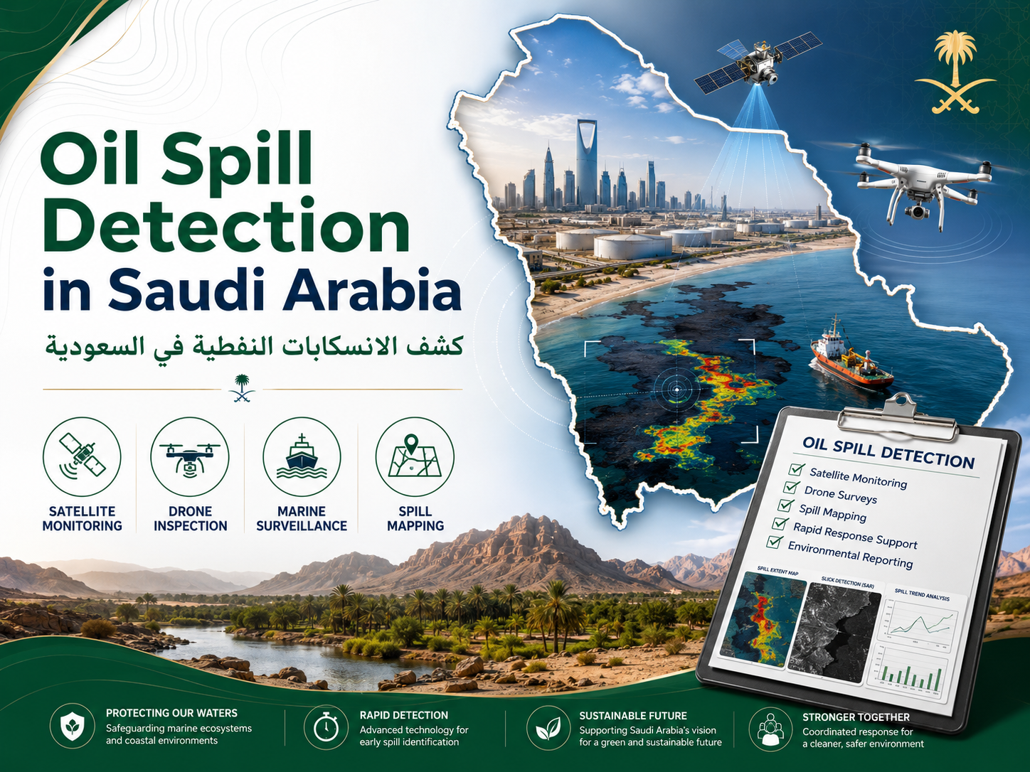 رصد الانسكابات النفطية في السعودية باستخدام الأقمار الصناعية