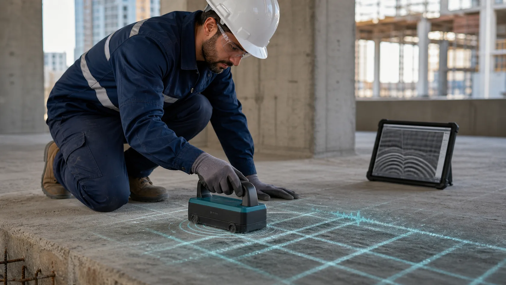 Rebar scanning, cover meter and GPR for building assessment